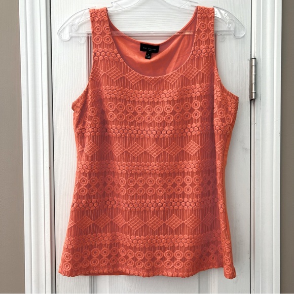 The Limited Tops - The Limited Lace Sleeveless Tank Top Orange Size S
